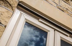 white frame casement windows